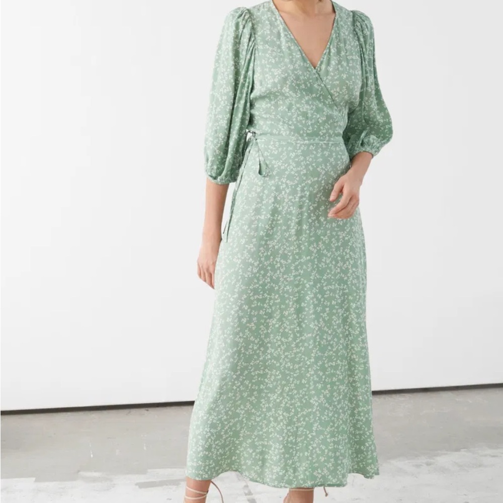 & other stories wrap green dress